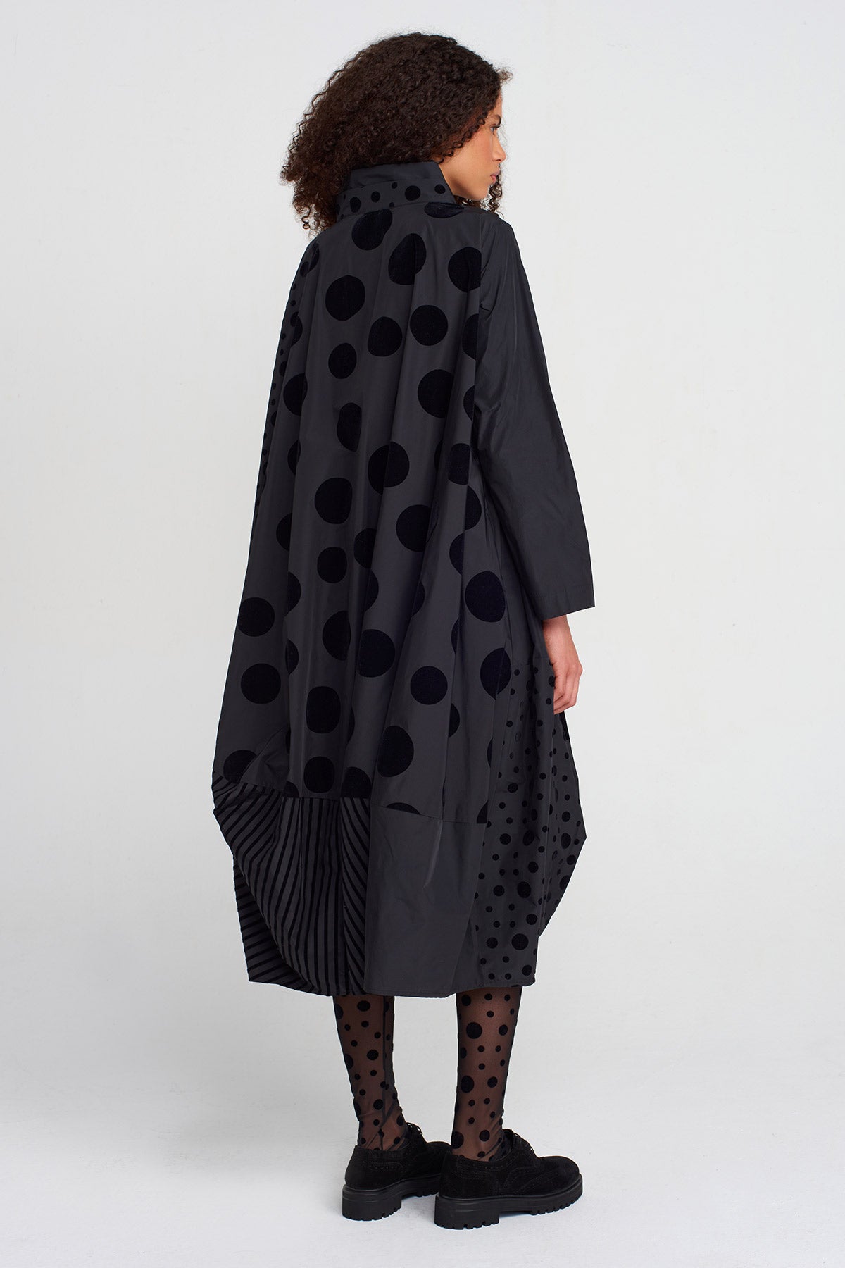Multicolor Velvet Polka-Dot Taffeta Dress-K254014045