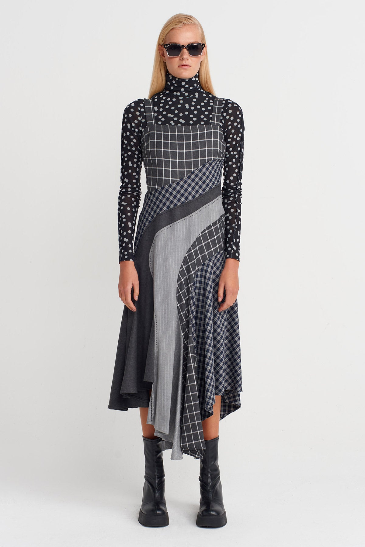 Multicolor Plaid Strappy Dress-K254014052