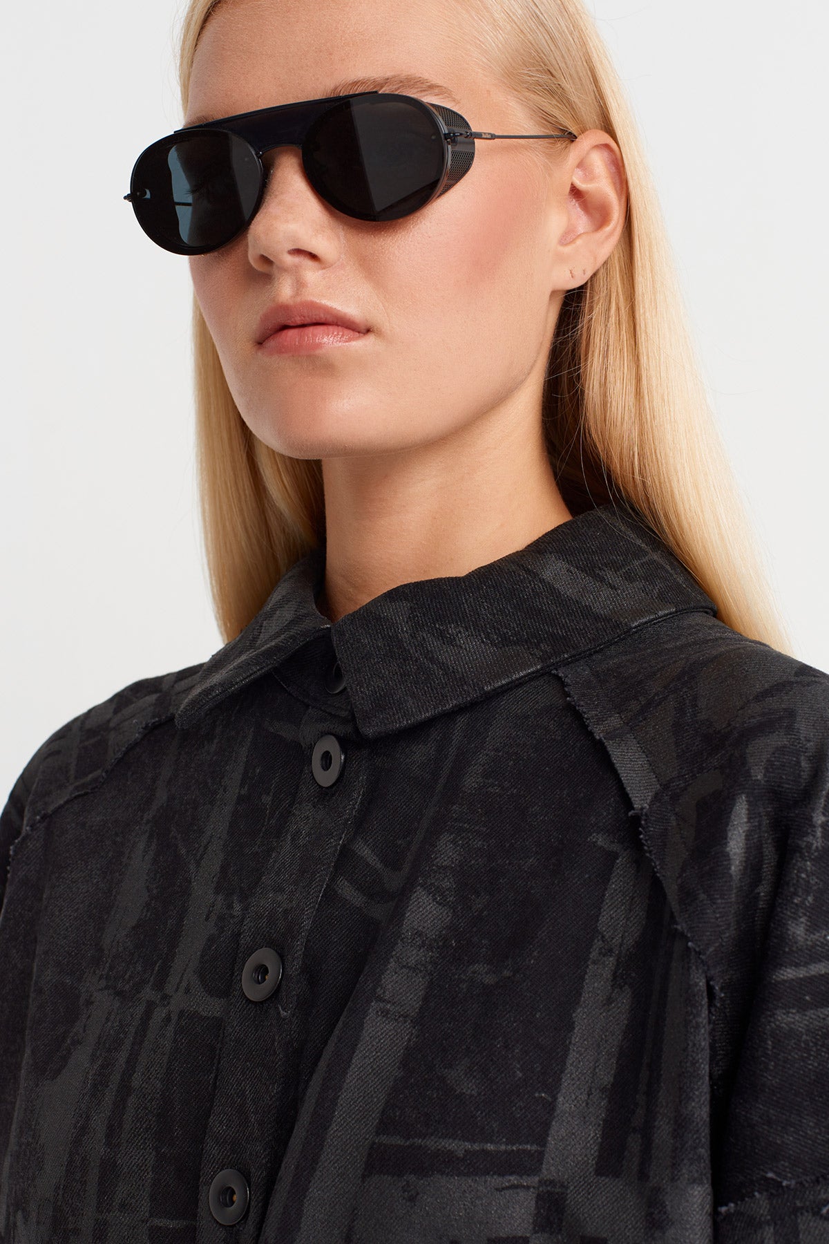 Black Printed Oversized Shirt Dress-K254014060