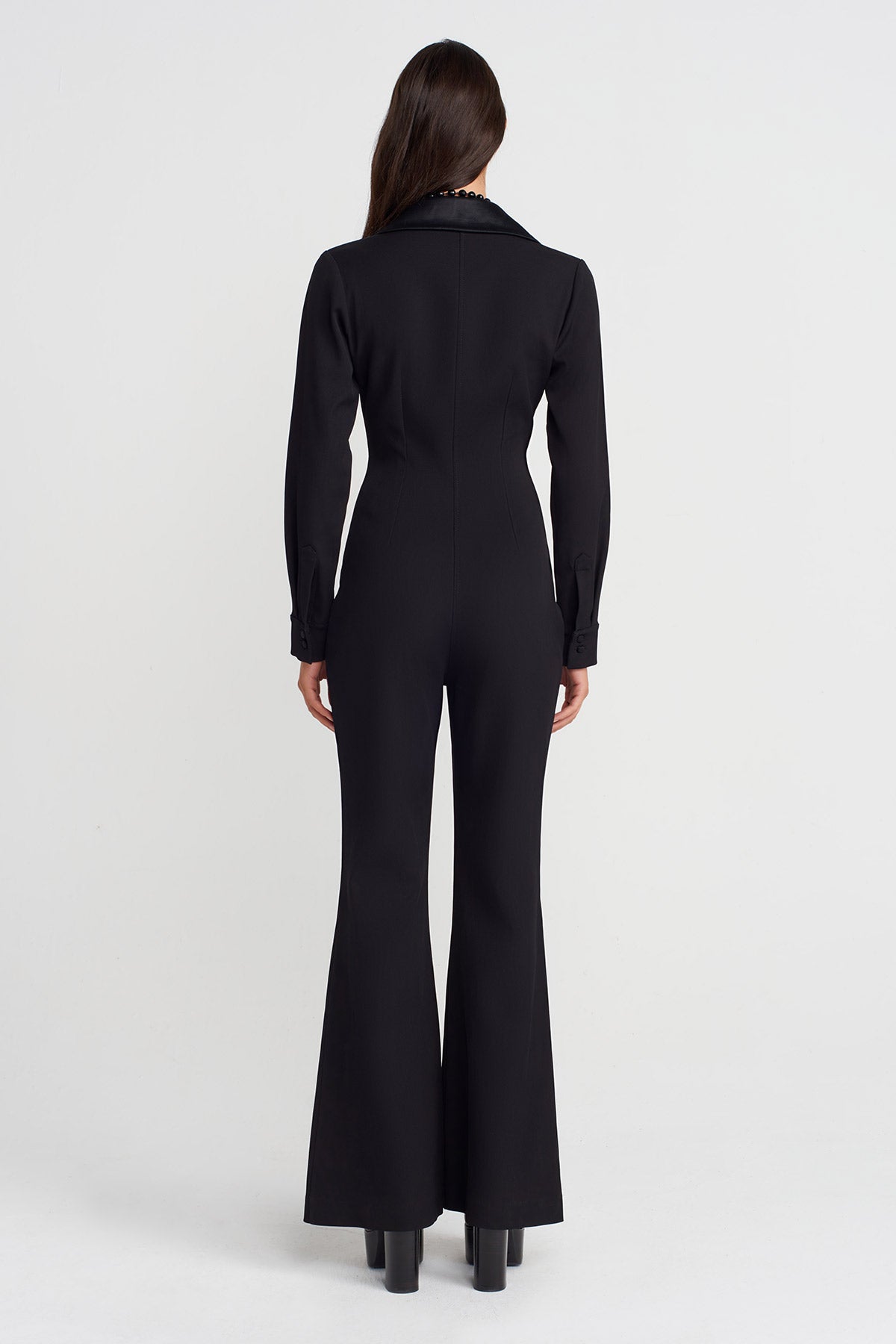 Black Jumpsuit with Jacket Collar-K254014085
