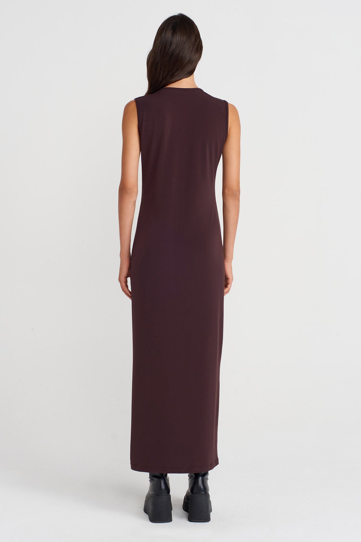 Dark Purple Long Jersey Dress-K254014102