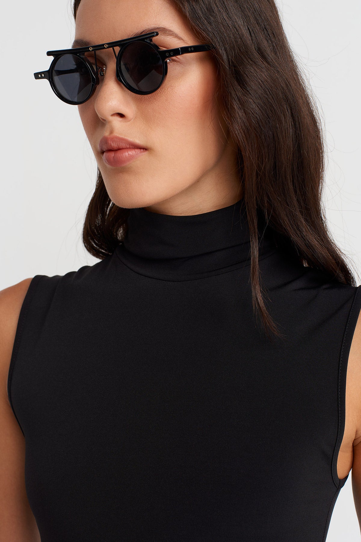 Black Turtleneck Long Jersey Dress-K254014104