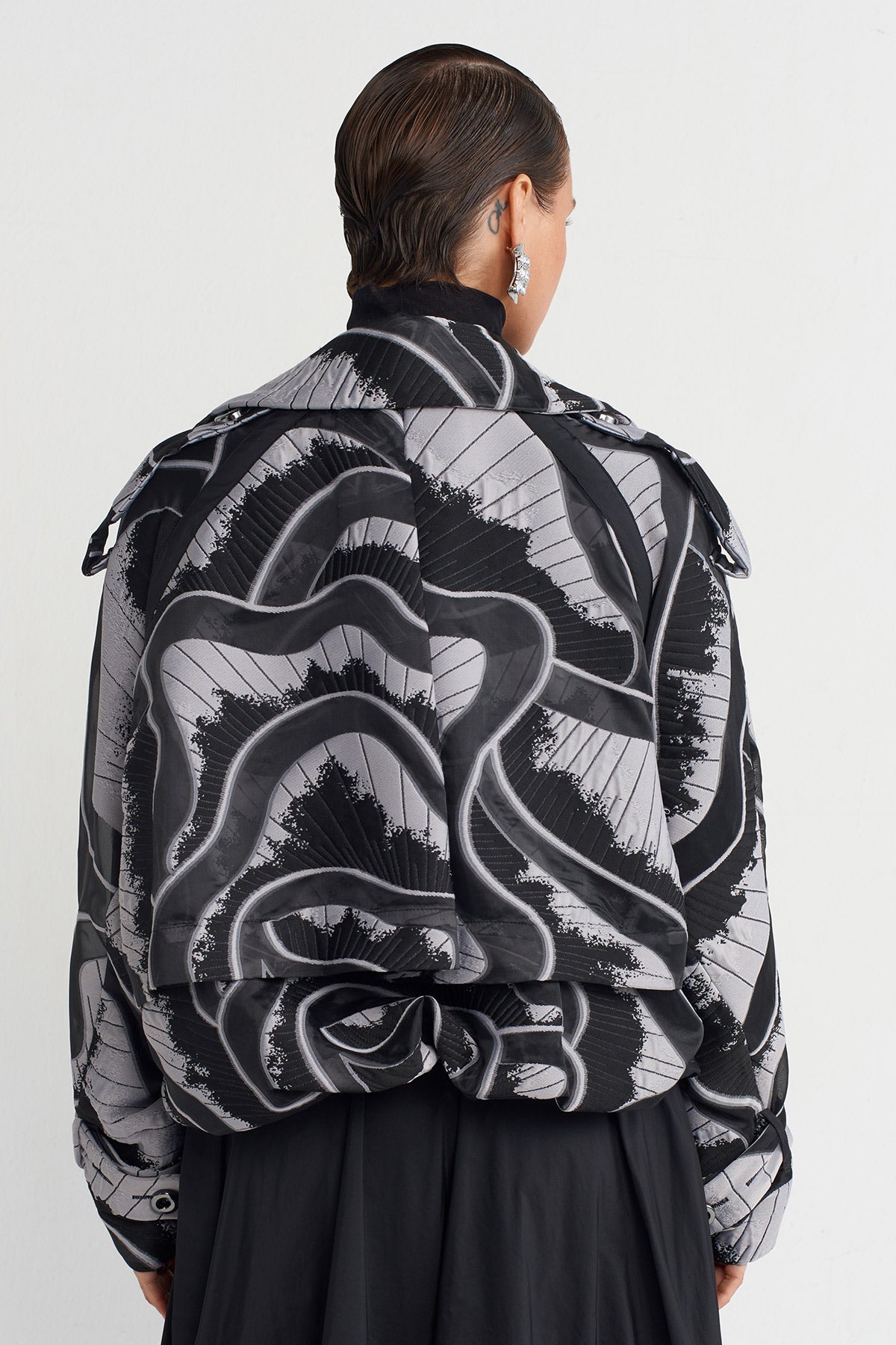 Multicolor Jacquard Patterned Short Jacket-K255015011