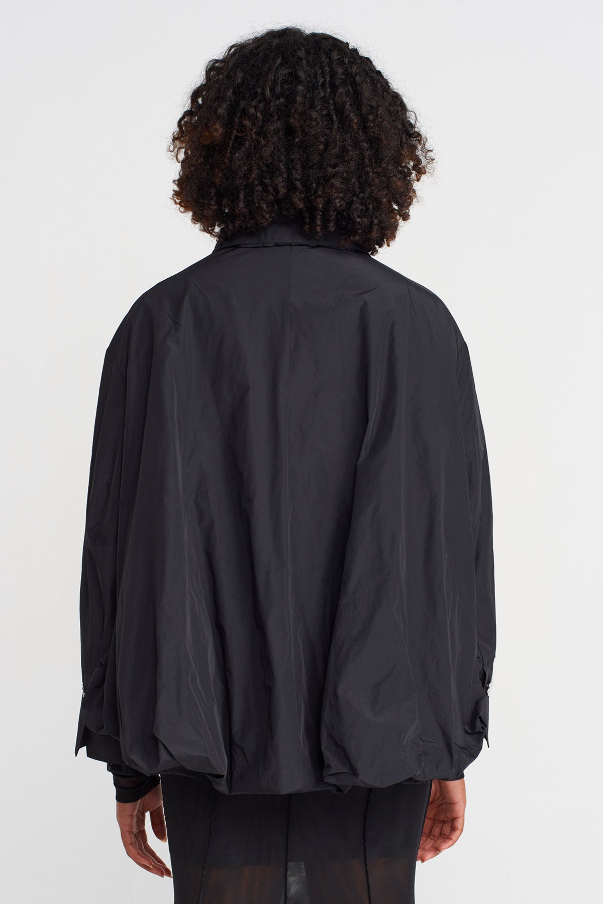 Black Taffeta Balloon Jacket-K255015016