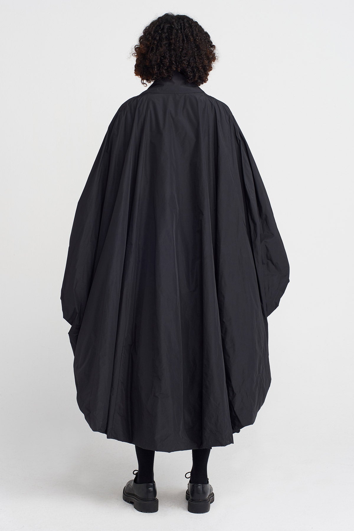 Black Taffeta Balloon Cape-K255015017