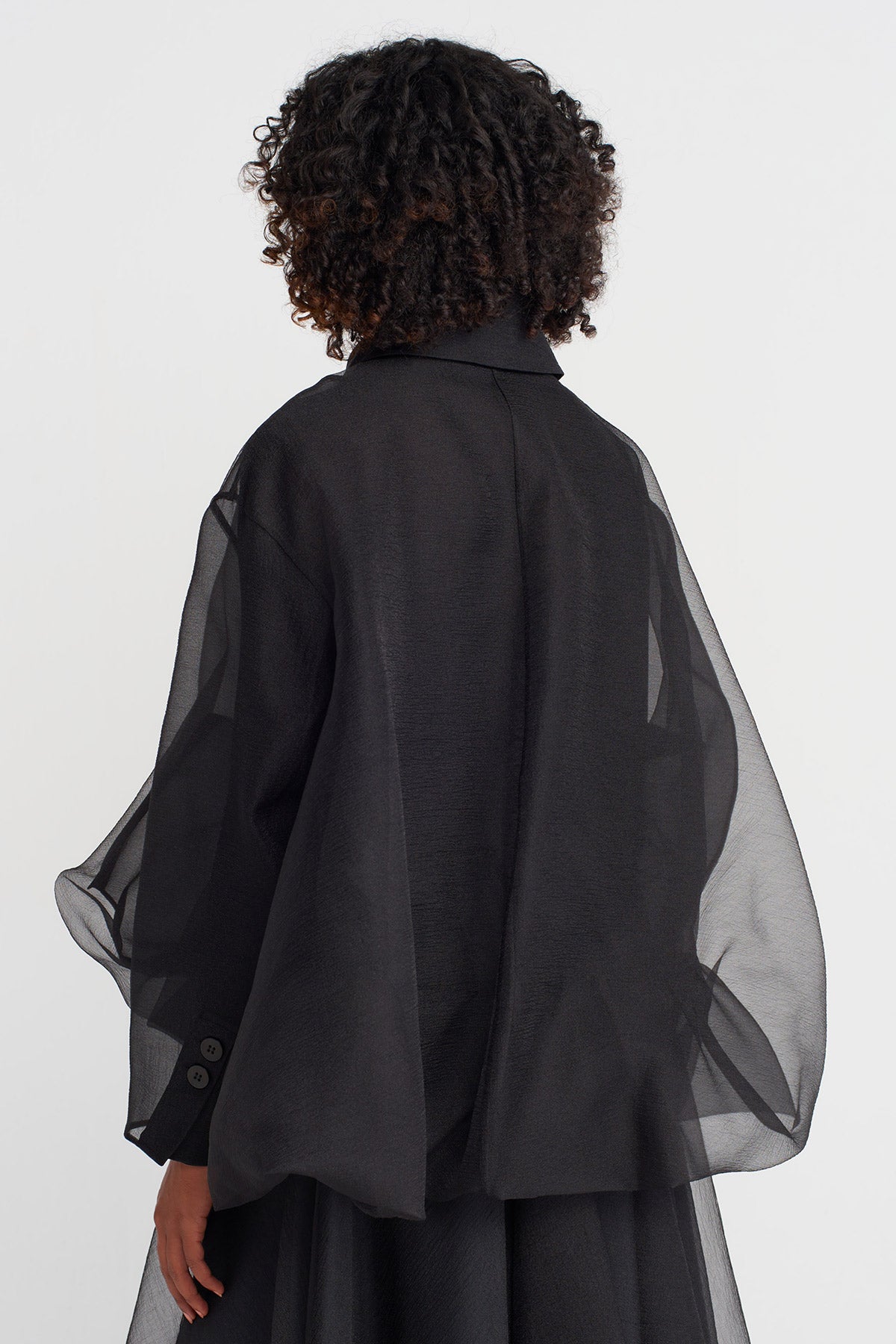 Black Organza Puffy Jacket-K255015023