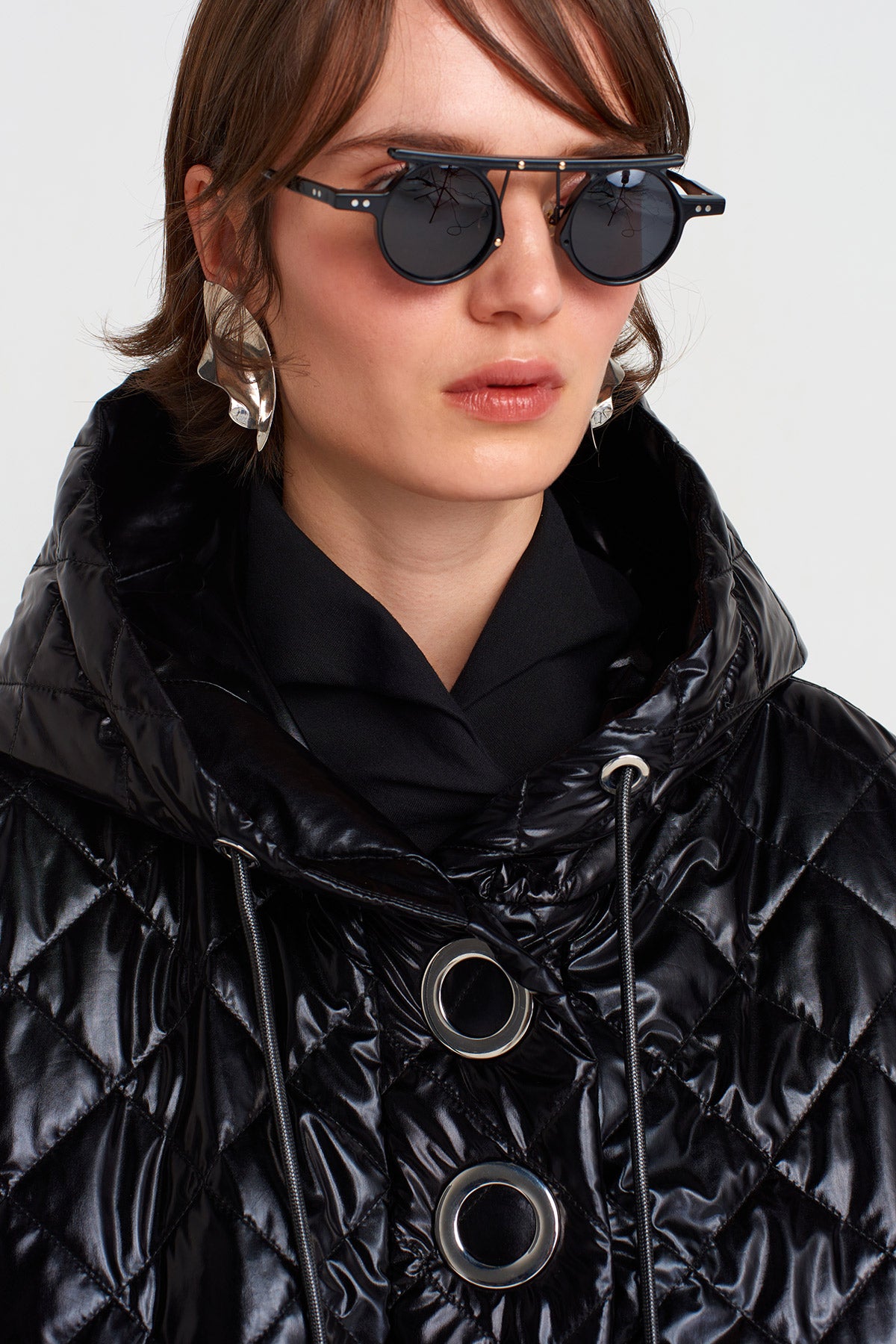 Black Oversized Quilted Sweatshirt-K255015031