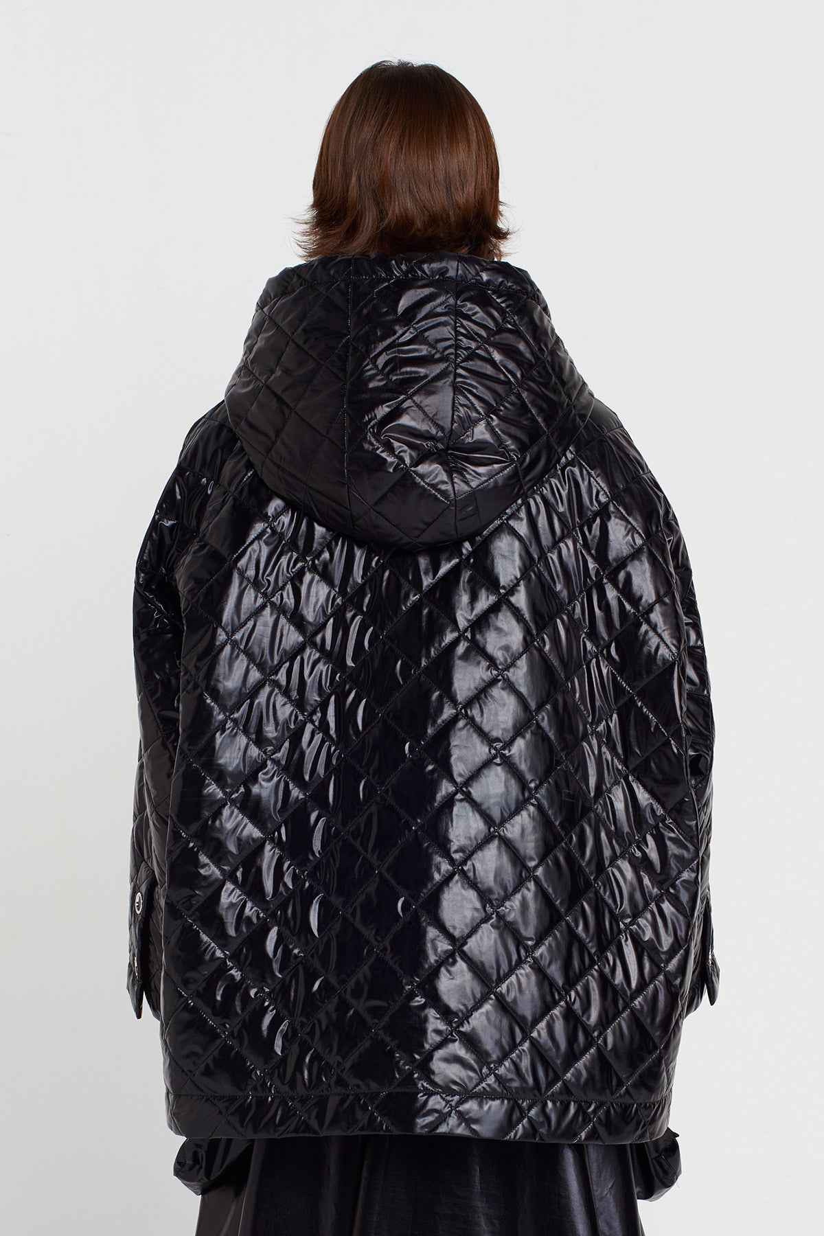 Black Oversized Quilted Sweatshirt-K255015031