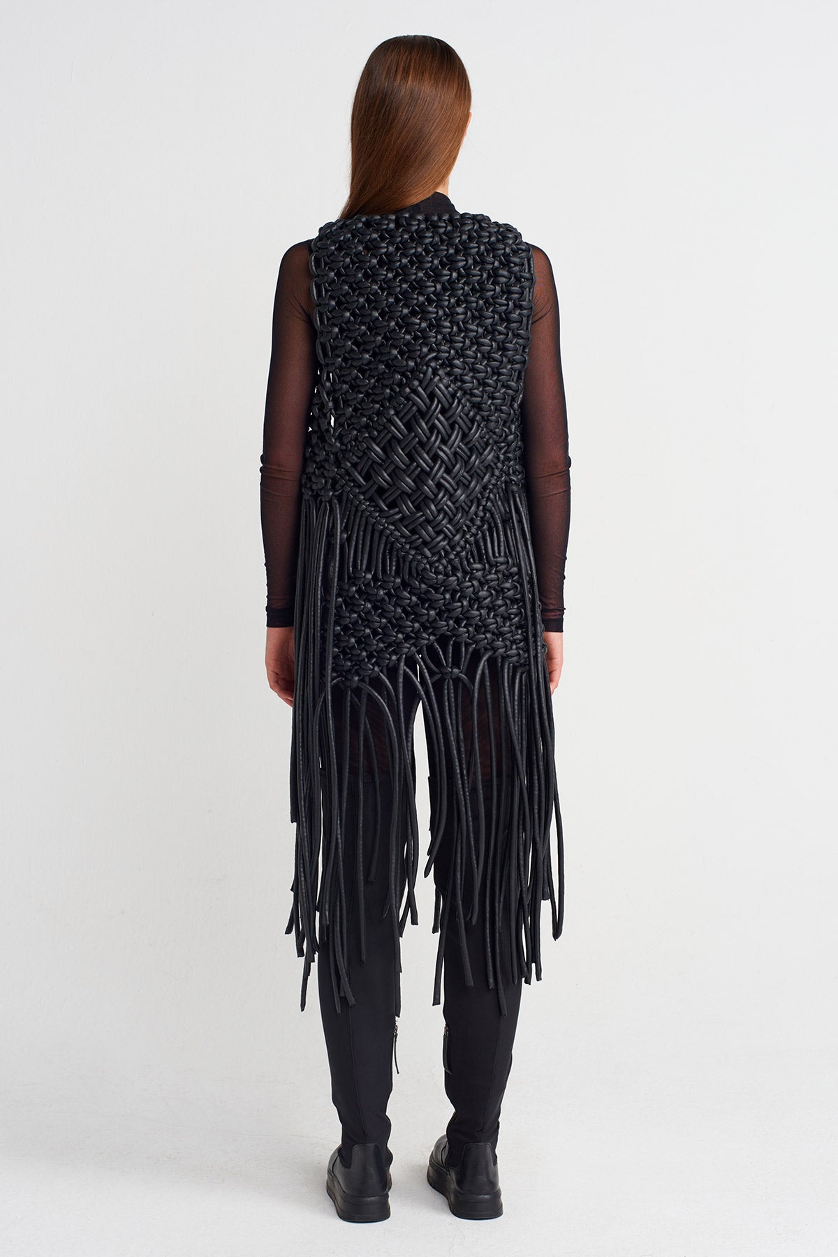 Black Handcrafted Macramé Vest-K255015035