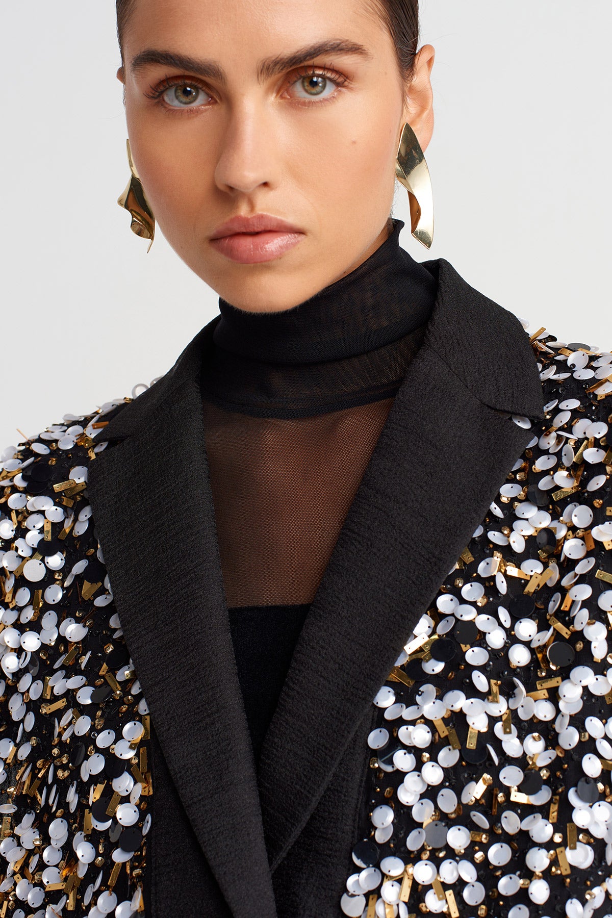 Black Sequin-Embroidered Vest-K255015066