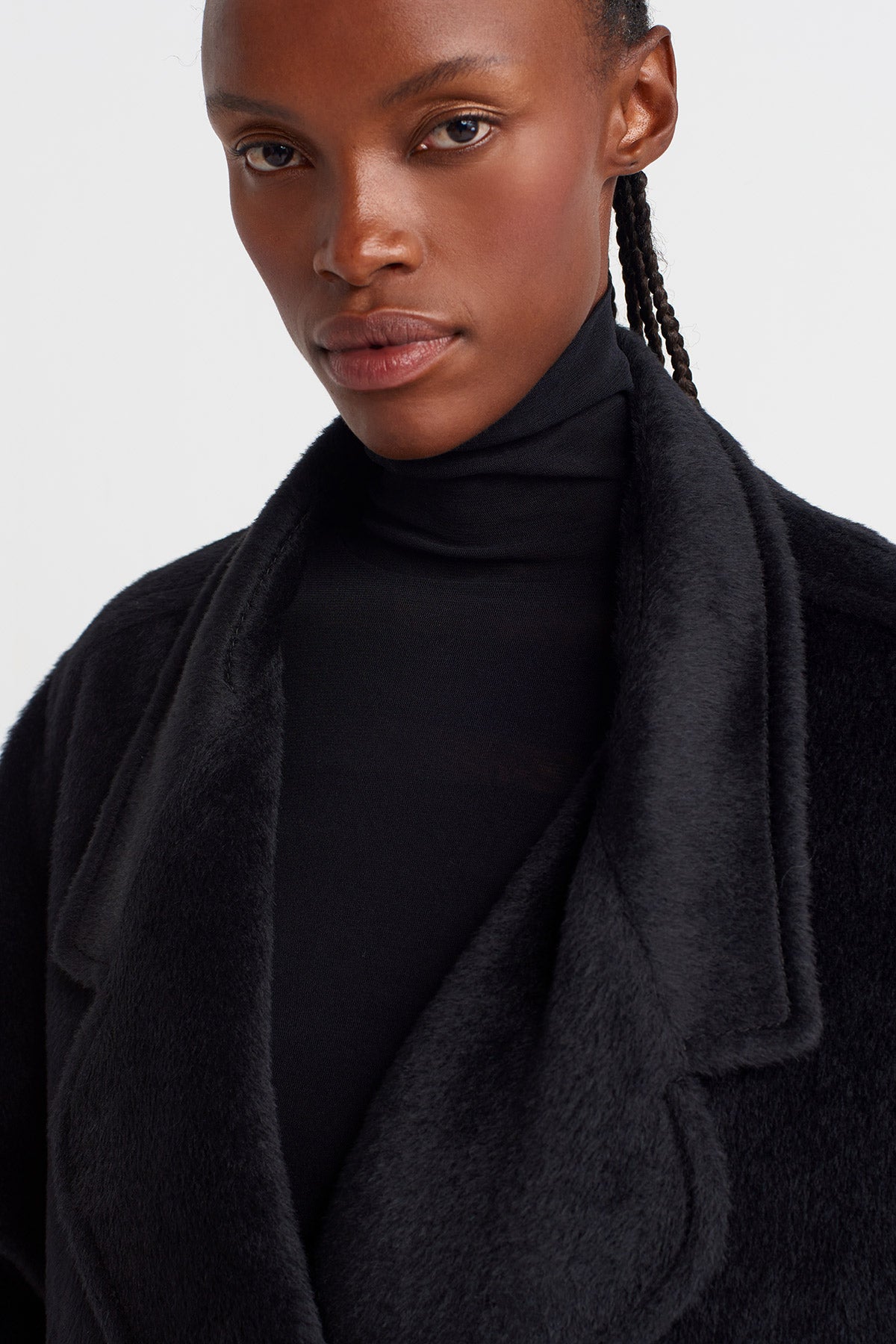 Black Fuzzy Short Blazer Jacket-K255015073