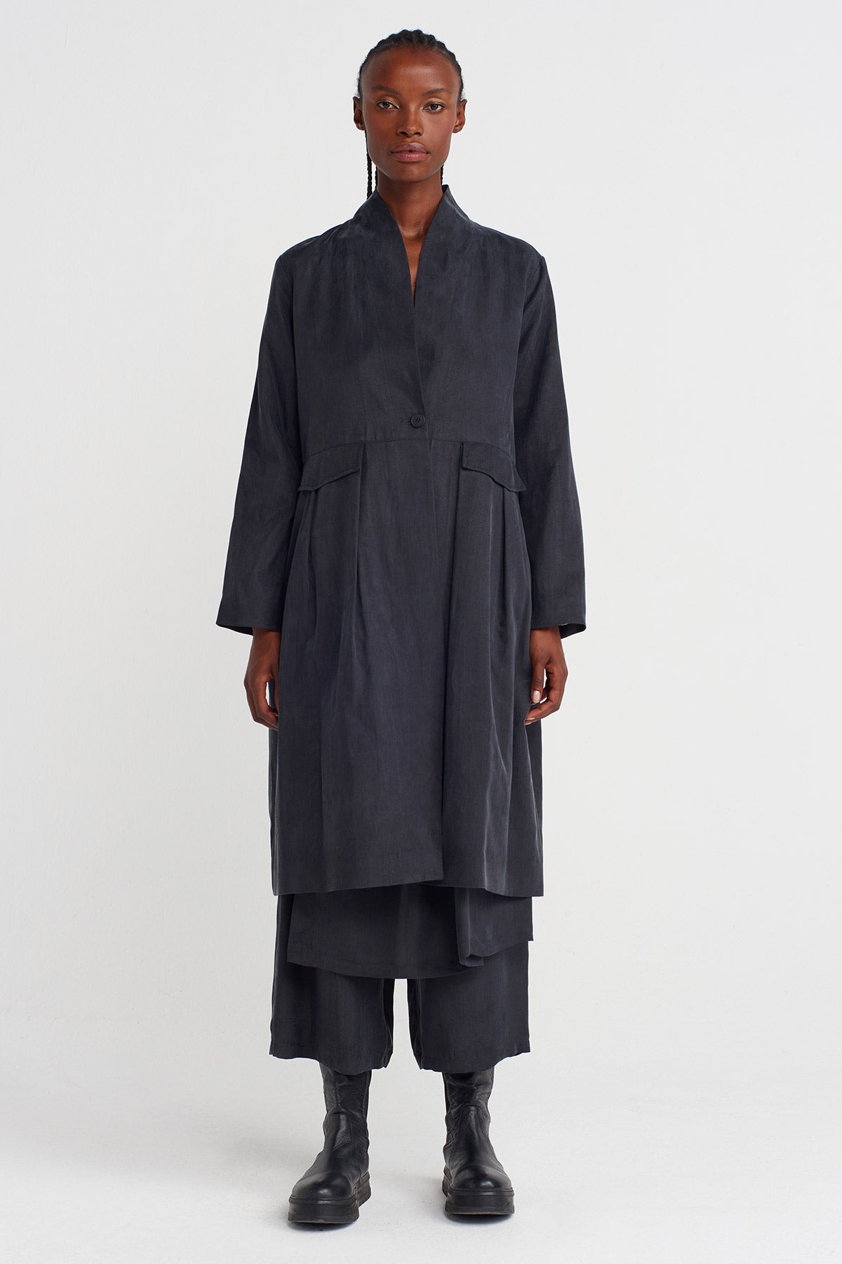 Black Stone-Washed Effect jacket-K255015074
