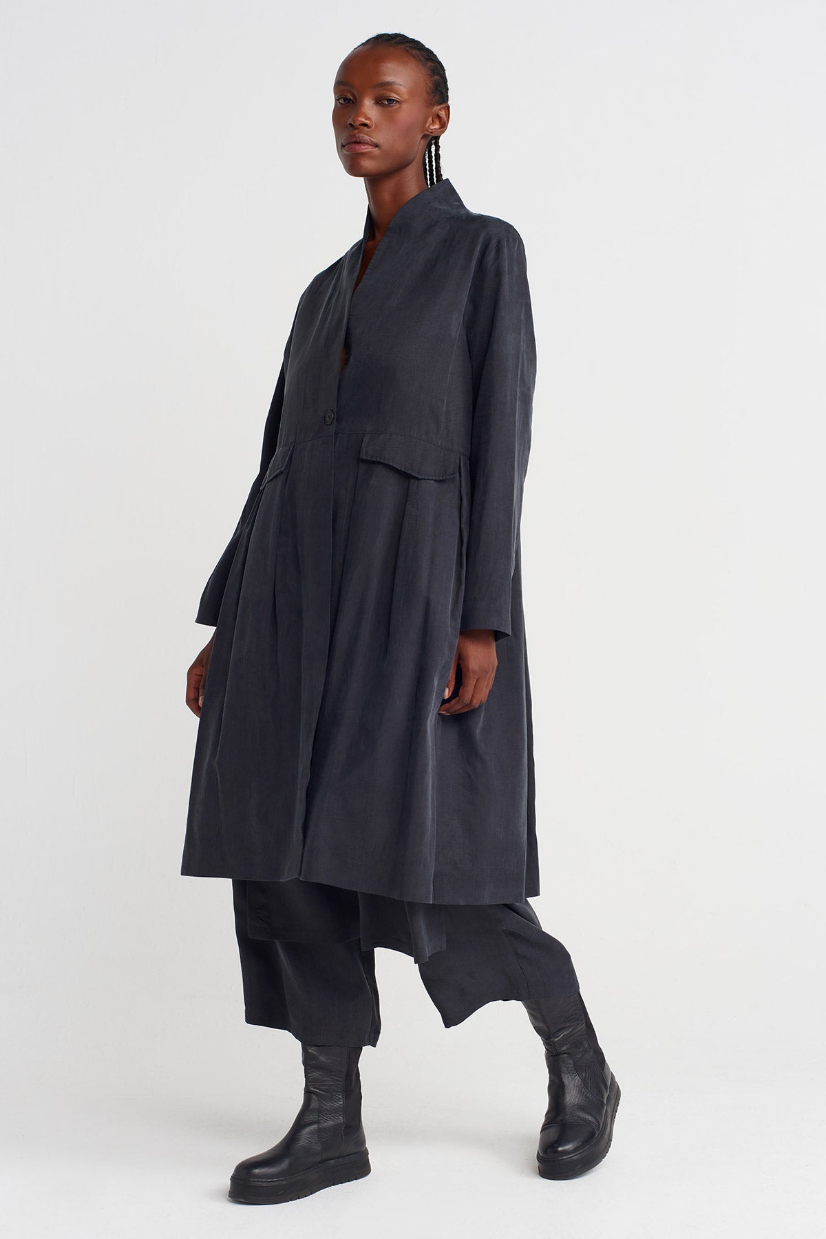 Black Stone-Washed Effect jacket-K255015074