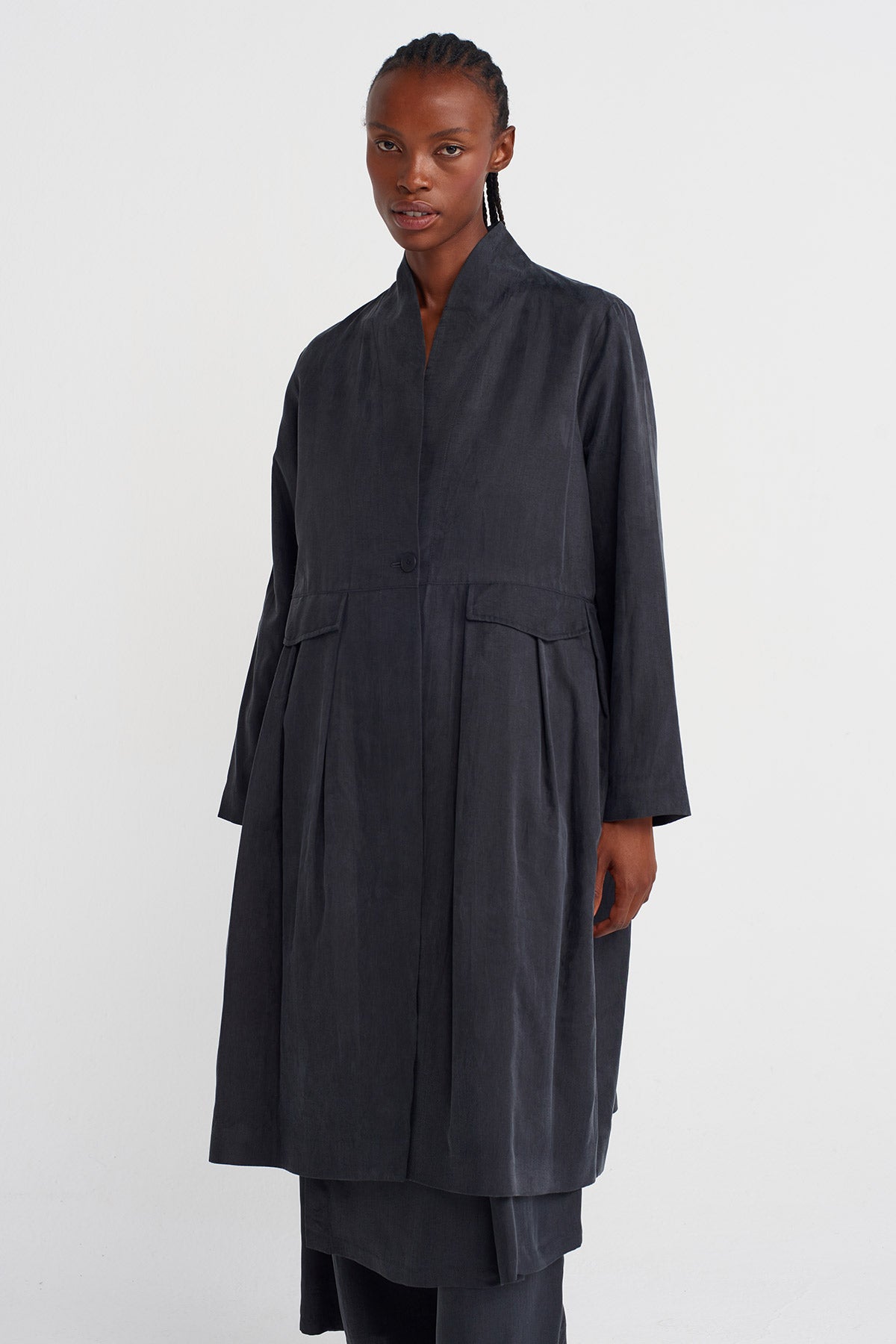Black Stone-Washed Effect jacket-K255015074