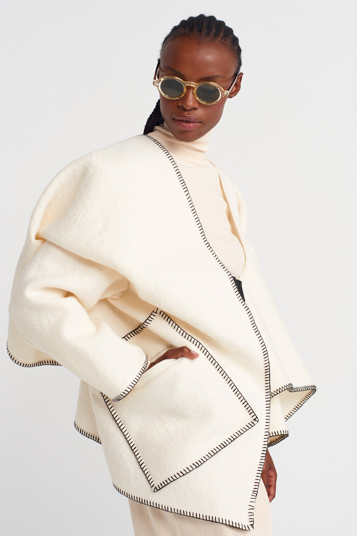 Nature Belted Cape Jacket-K255015076