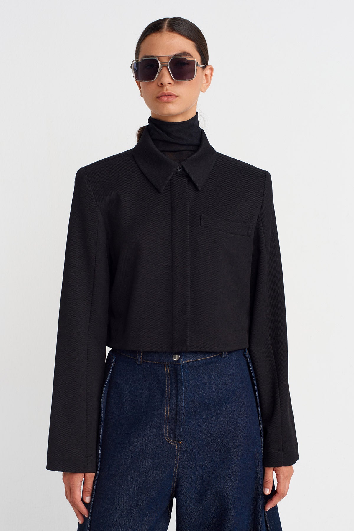 Black Padded Shirt Jacket -K255015083