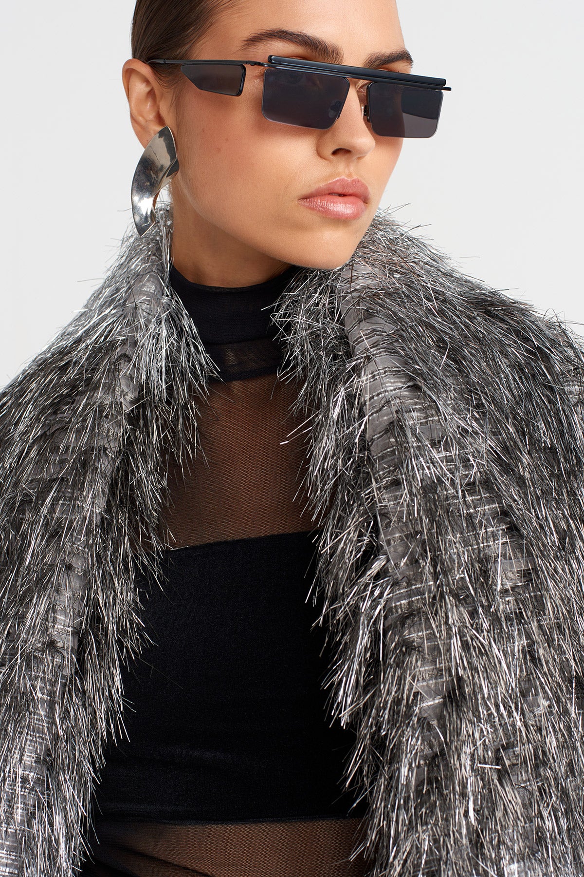 Silver Gradient Fringe Jacket-K255015089