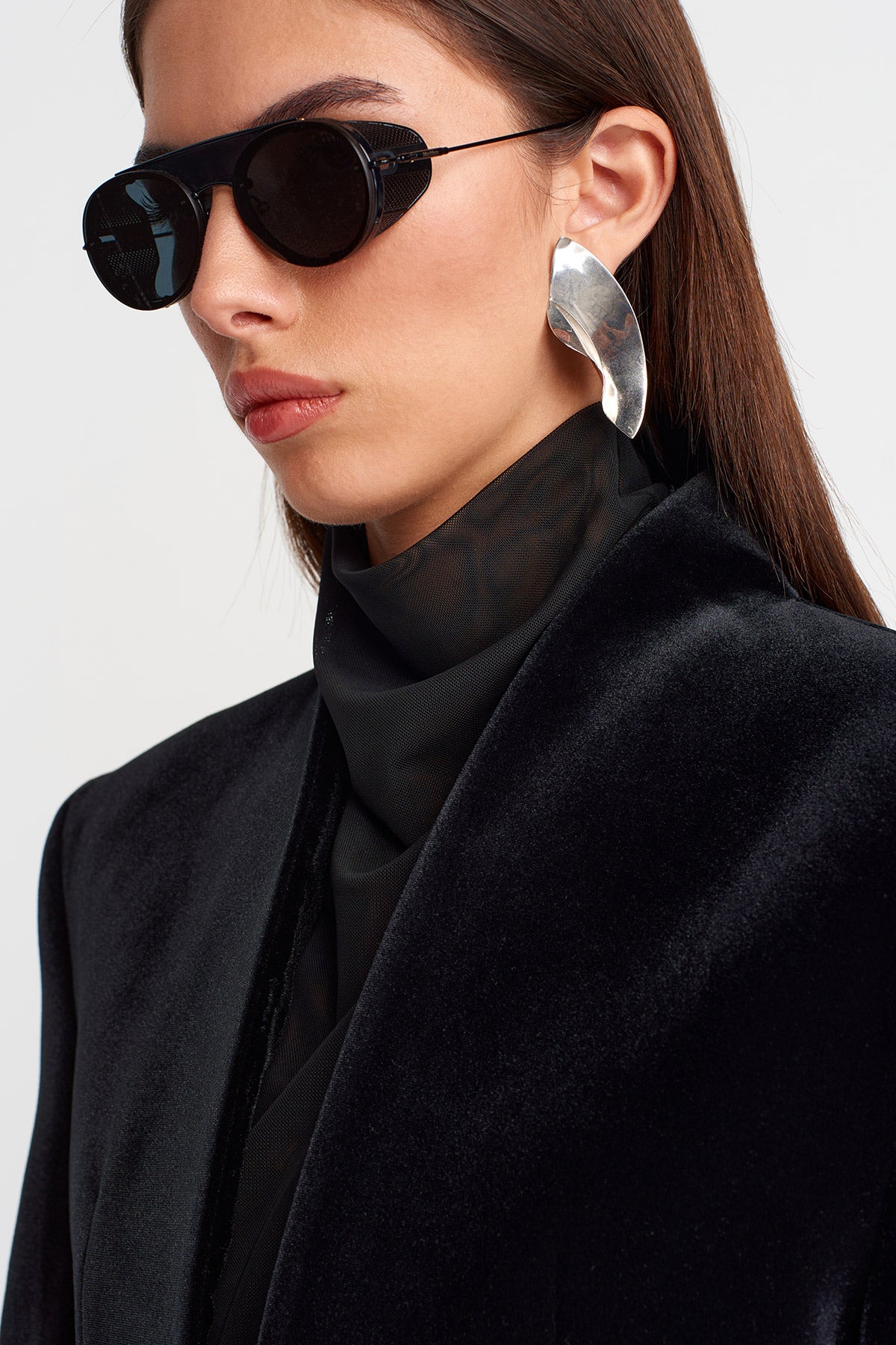 Black Cropped Velvet Jacket-K255015094