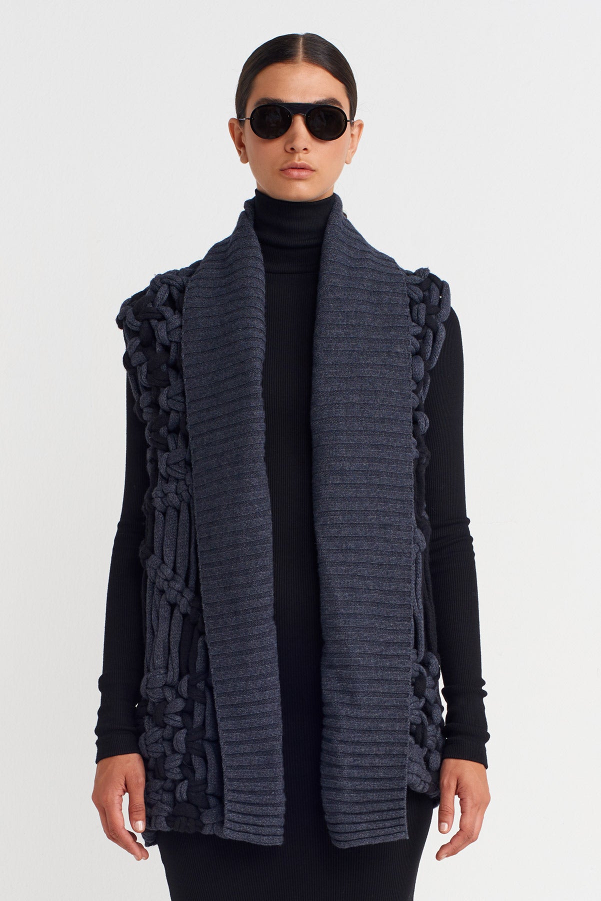 Long Vest with Handcrafted Macramé Details-K255015102