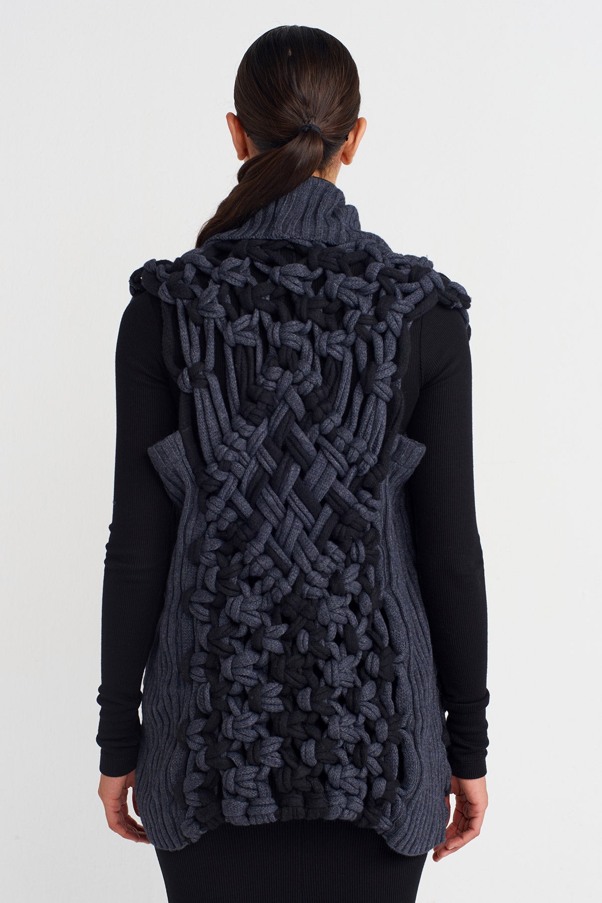 Long Vest with Handcrafted Macramé Details-K255015102