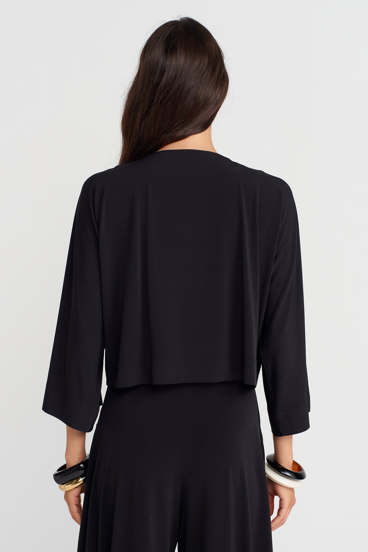 Black Jersey Cardigan with Snap Closure-K255015106