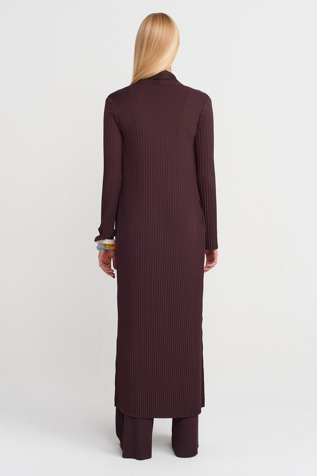 Dark Purple Long Pleated Cardigan-K255015109