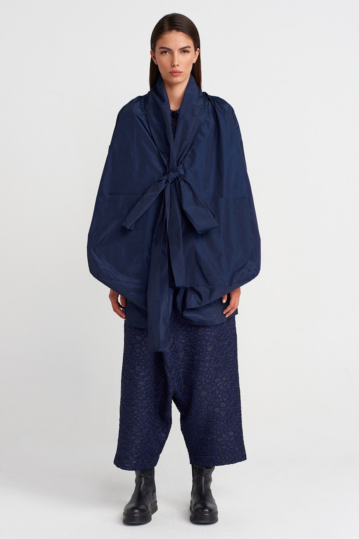 Marine Haori-Inspired Tie Jacket-K255015113