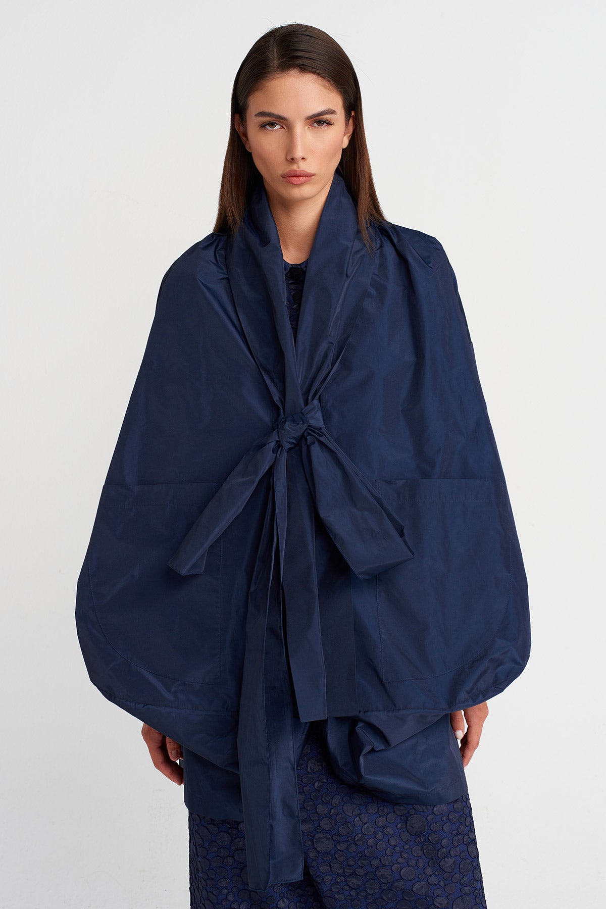 Marine Haori-Inspired Tie Jacket-K255015113