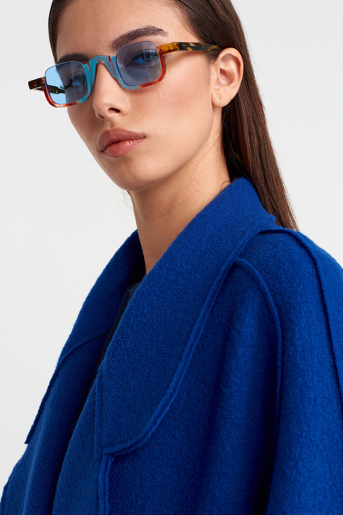 Sea Blue Short Wool Oversize Jacket-K255015114