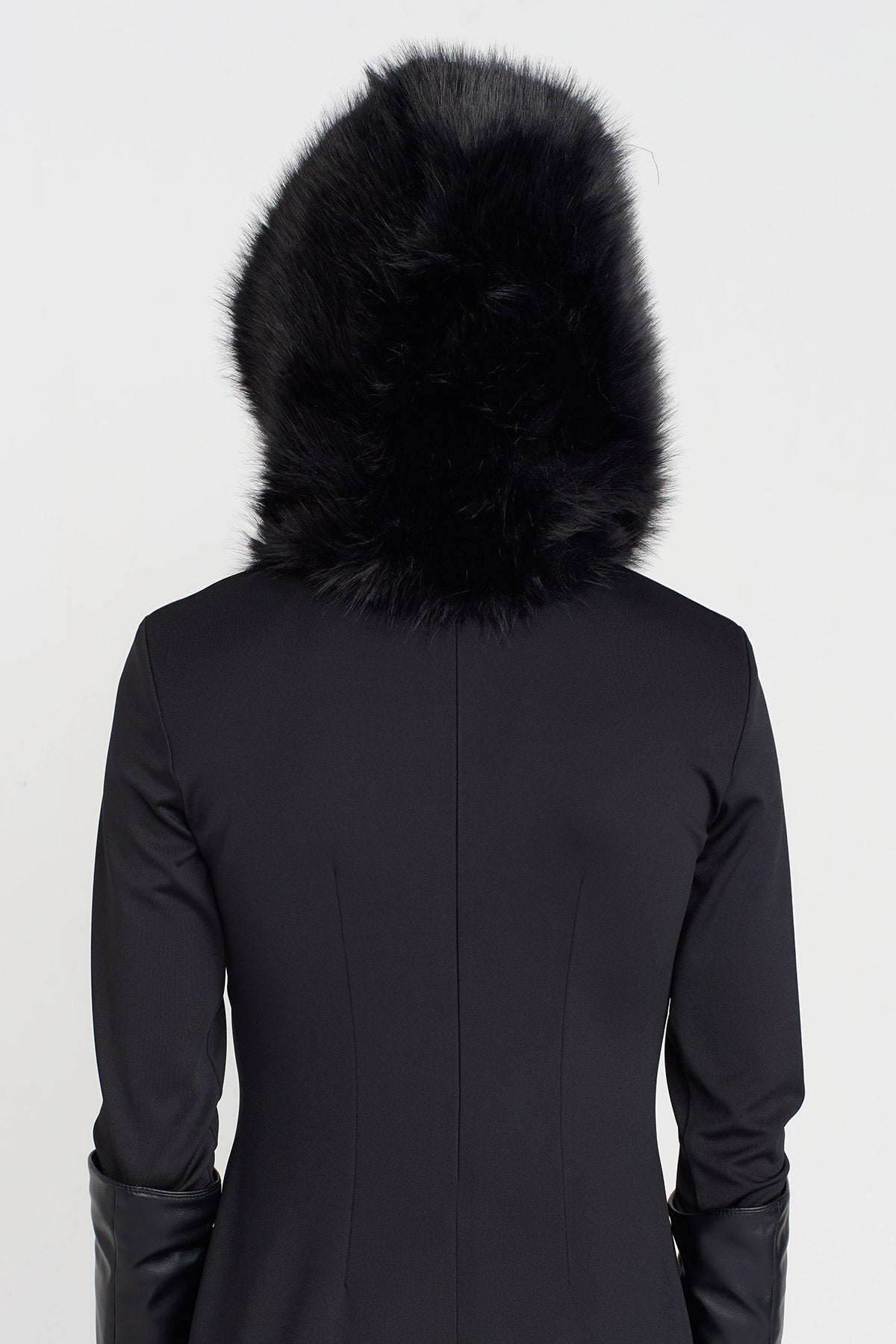 Black Faux Fur Hood-K256016002