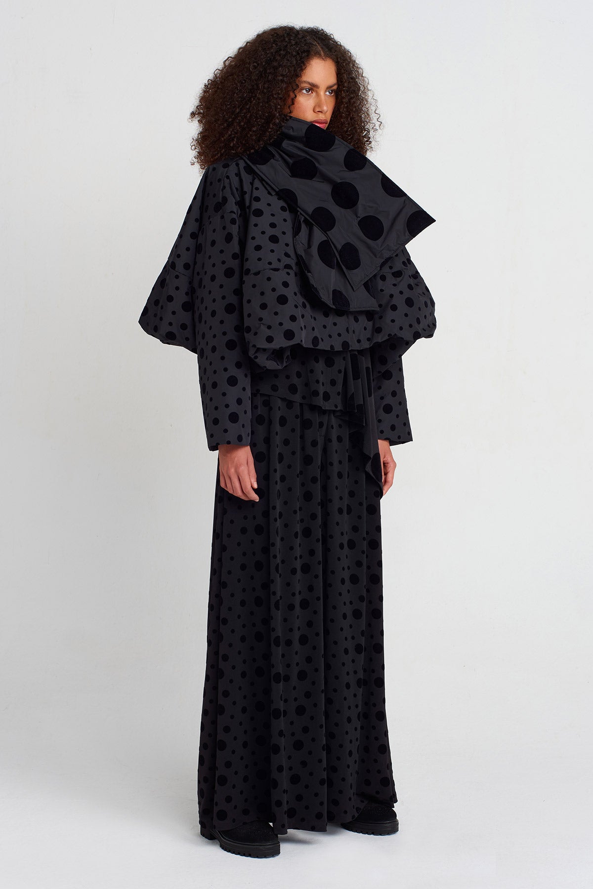 Multicolor Velvet Polka-Dot Taffeta Scarf-K256016004