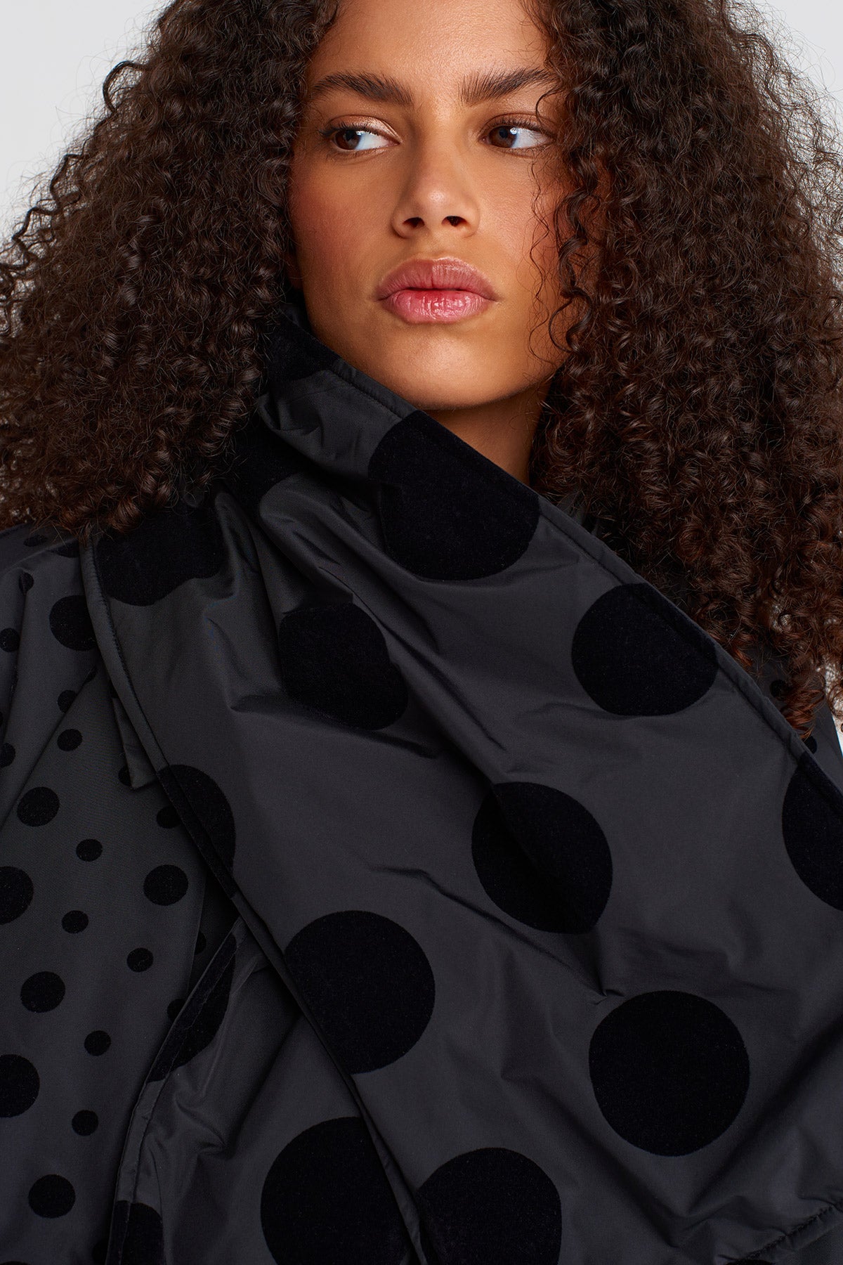 Multicolor Velvet Polka-Dot Taffeta Scarf-K256016004