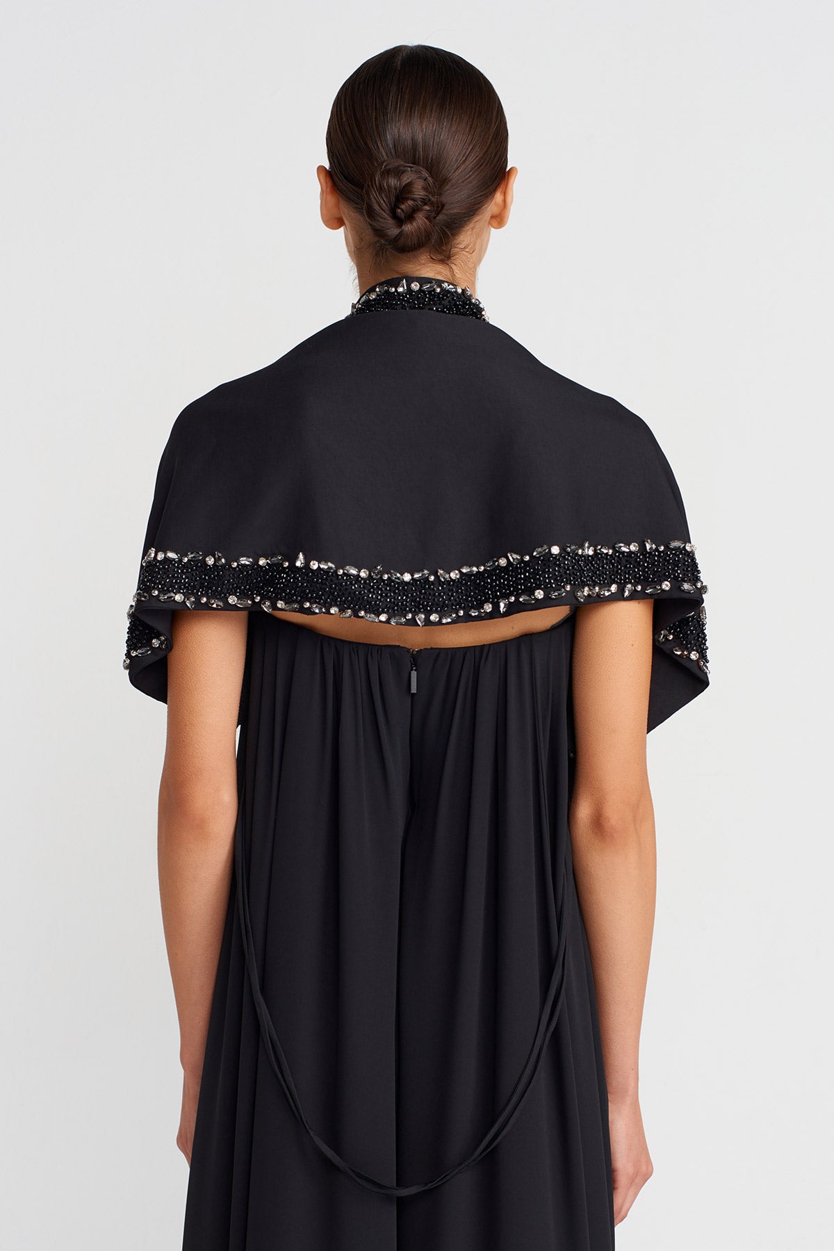 Black Hand-Embroidered Shawl-K256016015