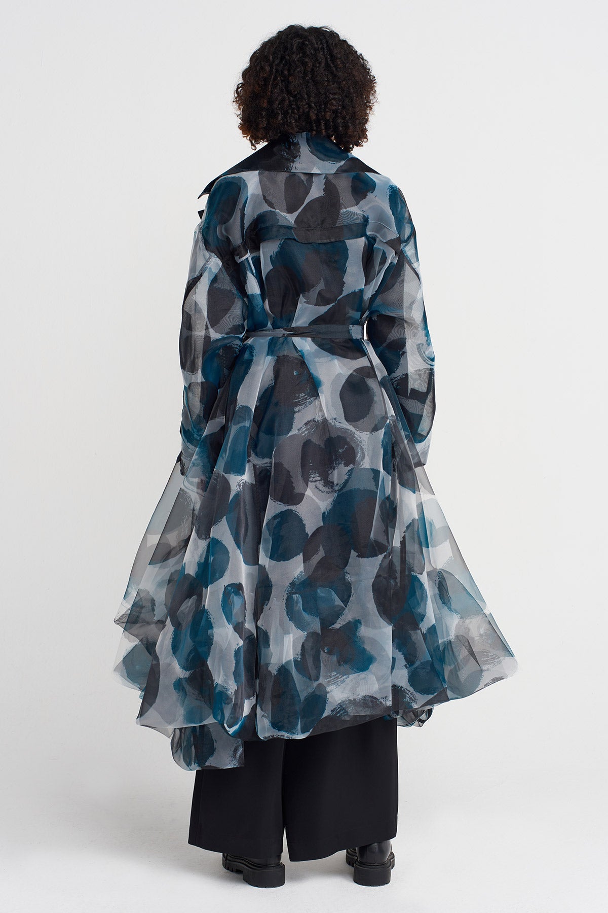 Patterned Organza Puffy Trench Coat-K257017003