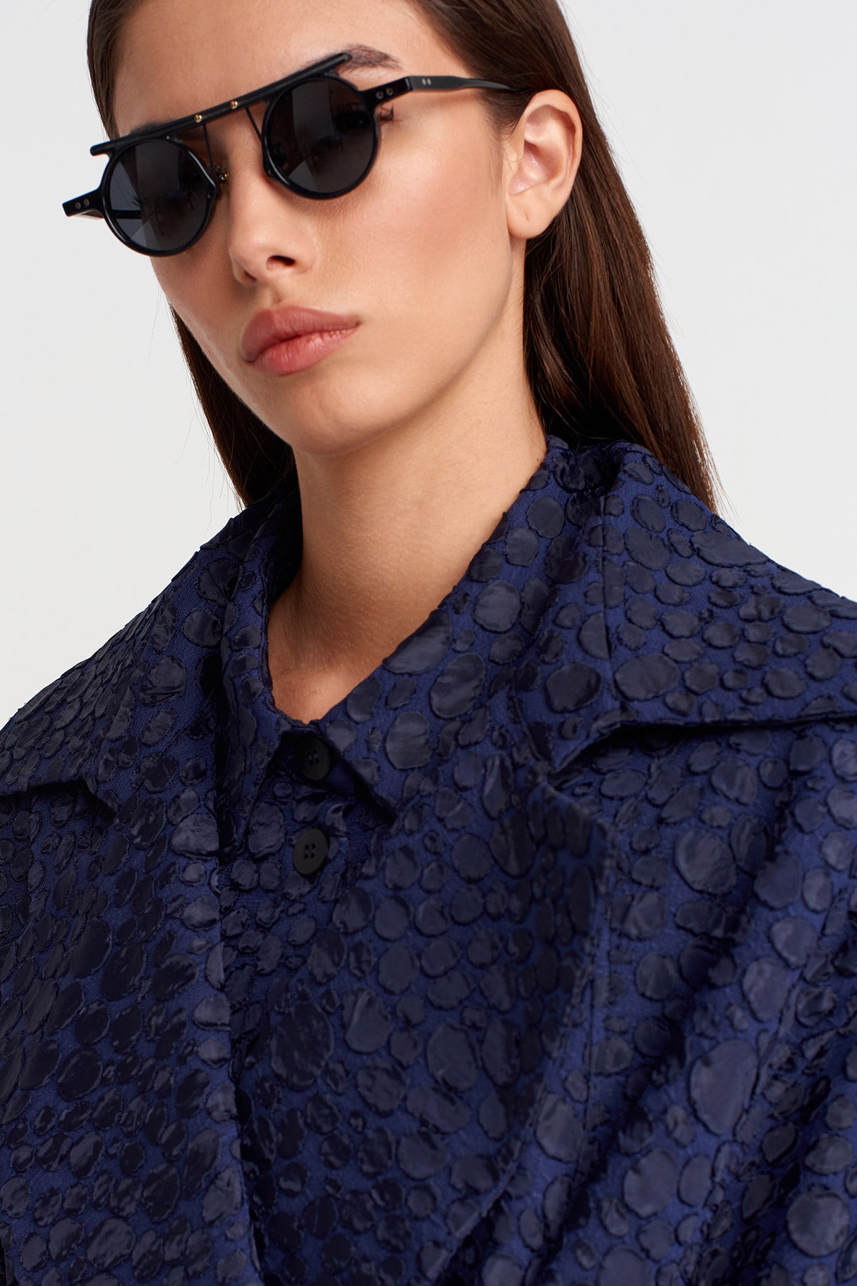 Purple Jacquard Belted Oversize Trench Coat-K257017019