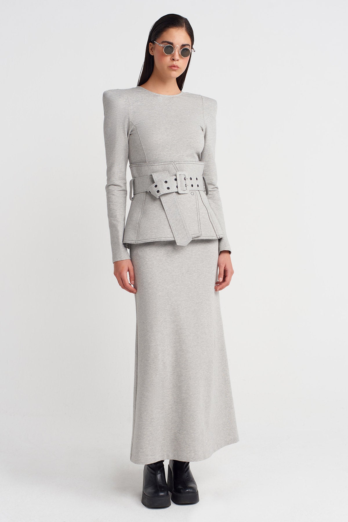 Light Grey Melange Corset Belt-K258018008