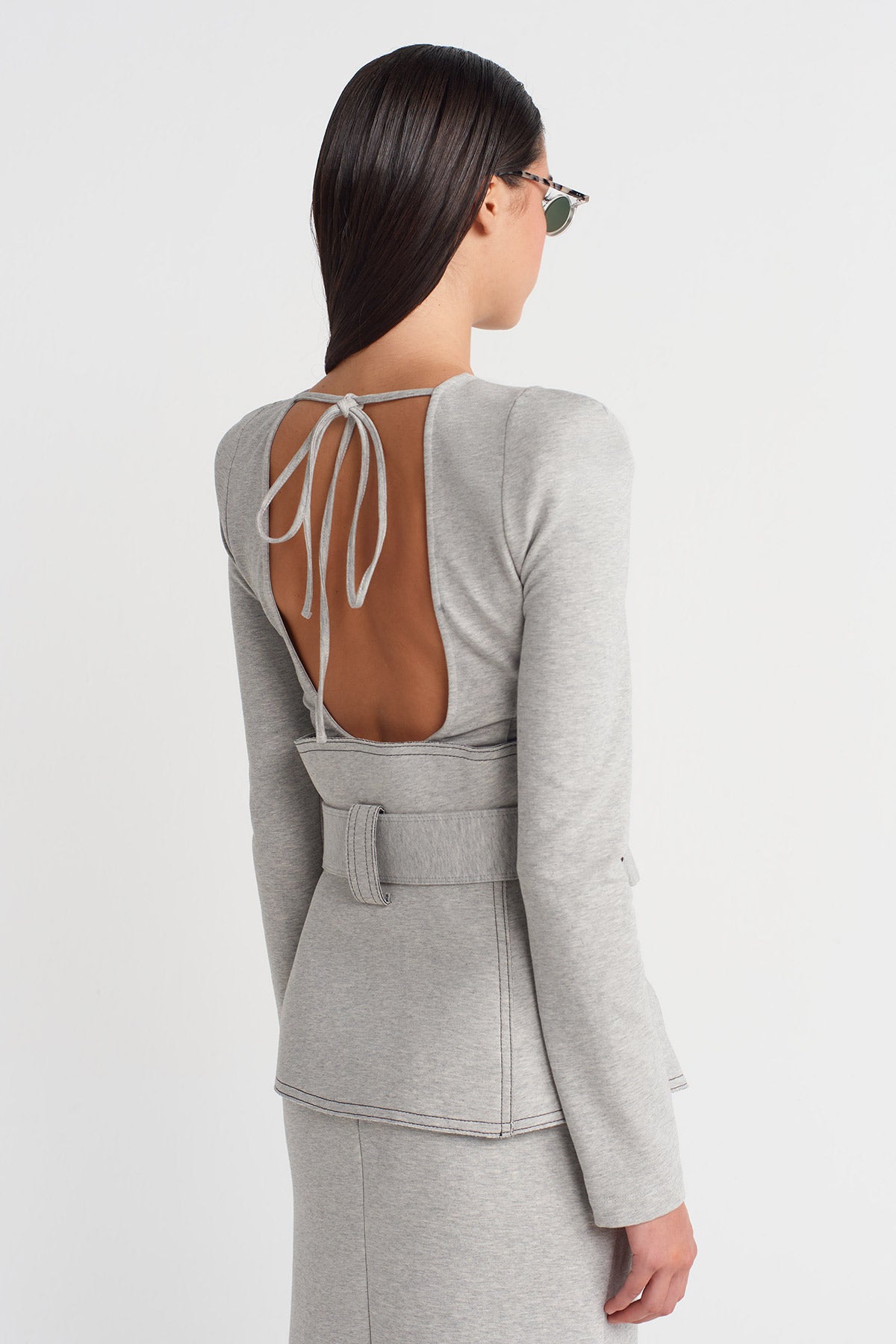 Light Grey Melange Corset Belt-K258018008