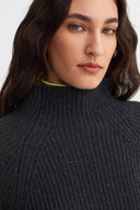 Darkgrey Melanj High Neck Ribbed Knit Sweater-K261011001