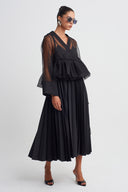 Black Organza Peplum Blouse-K261011032
