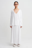 Off White V-Neck Oversized Blouse-K261011057