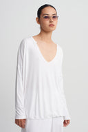 Off White V-Neck Oversized Blouse-K261011057