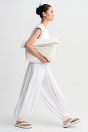 Off White Structured-Shoulder Balloon Blouse-K261011087