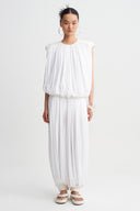Off White Structured-Shoulder Balloon Blouse-K261011087