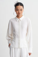 Off White Crepe Textured Shirt-K261011089