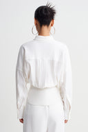 Off White Crepe Textured Shirt-K261011089