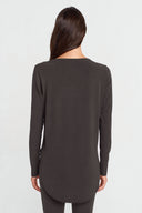 Brown Asymmetric Round Neck Jersey Top-K261011099