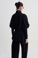 Black Ruffle-Detail Turtleneck Knit Top-K261011106