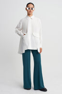 Off White Pocket Detail Oversized Shirt-K261011109