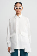 Off White Pocket Detail Oversized Shirt-K261011109