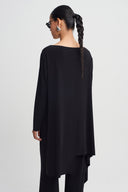Black Asymmetric Jersey Blouse-K261011112